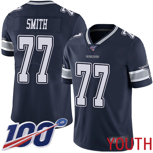 Youth Dallas Cowboys Limited Navy Blue Tyron Smith Home #77 100th Season Vapor Untouchable NFL Jersey